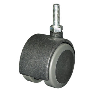 Soft Tread Dual-Wheel Furniture Caster - With Threaded Stem